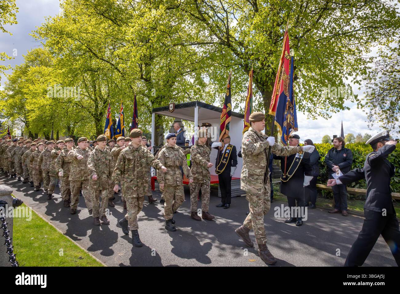ANZAK Day 2024 a été célébré dans Soldier's Corner au cimetière de Warrington le 28 avril Banque D'Images
