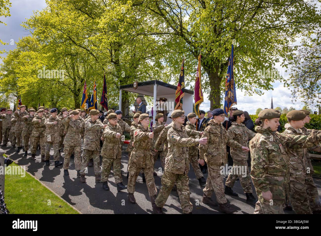ANZAK Day 2024 a été célébré dans Soldier's Corner au cimetière de Warrington le 28 avril Banque D'Images