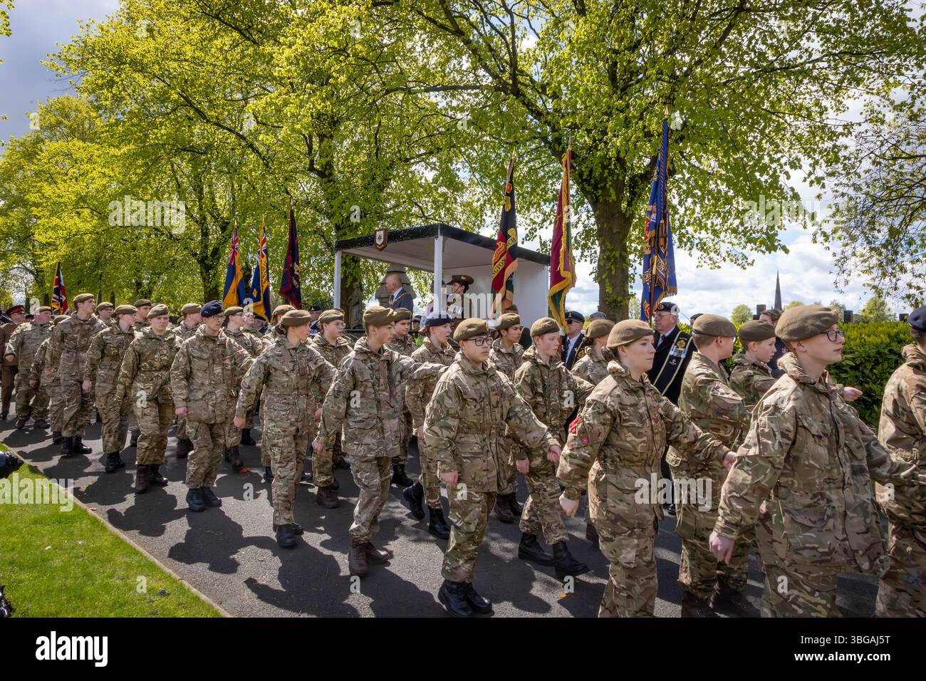 ANZAK Day 2024 a été célébré dans Soldier's Corner au cimetière de Warrington le 28 avril Banque D'Images