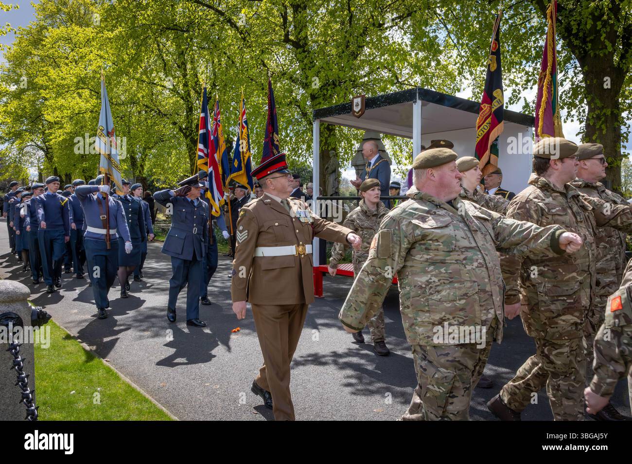ANZAK Day 2024 a été célébré dans Soldier's Corner au cimetière de Warrington le 28 avril Banque D'Images
