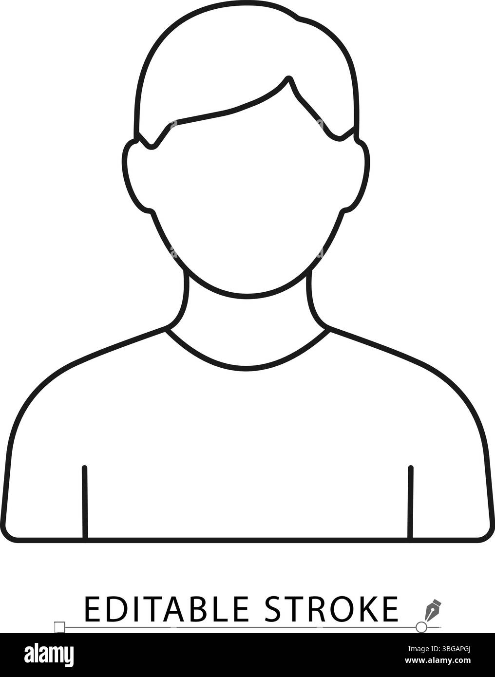 Icône homme dans le style de contour noir minimal sur fond blanc. Vecteur de trait modifiable pour le profil masculin, l'avatar de l'utilisateur, le personnage, la famille ou les sujets de personnes Illustration de Vecteur