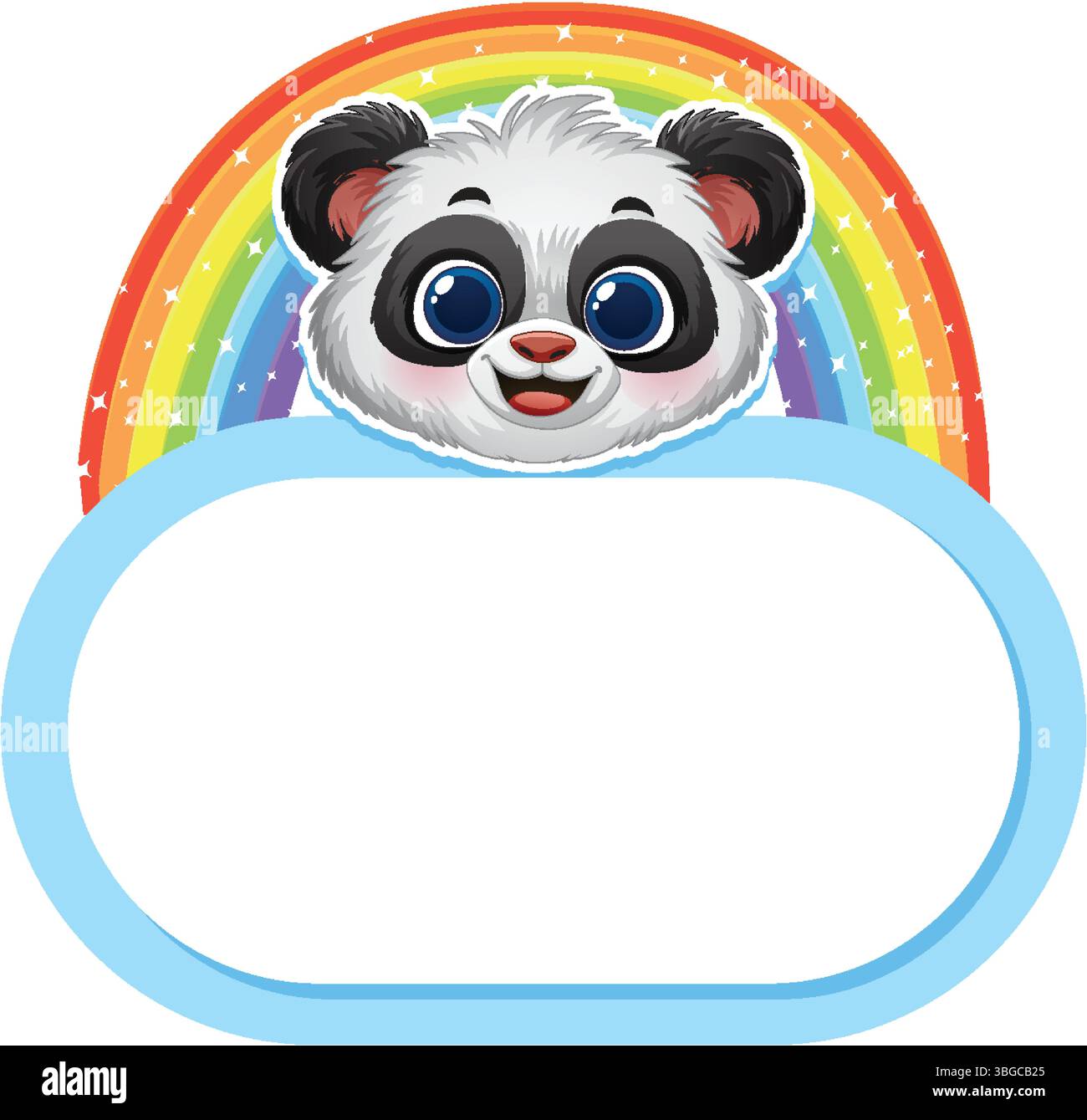 Adorable visage de panda avec arc-en-ciel coloré Illustration de Vecteur