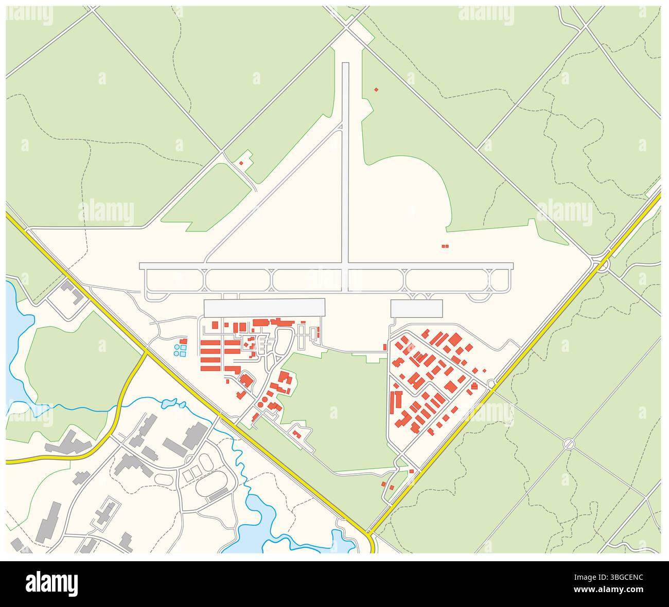 carte vectorielle topographique détaillée d'un aéroport fictif Banque D'Images