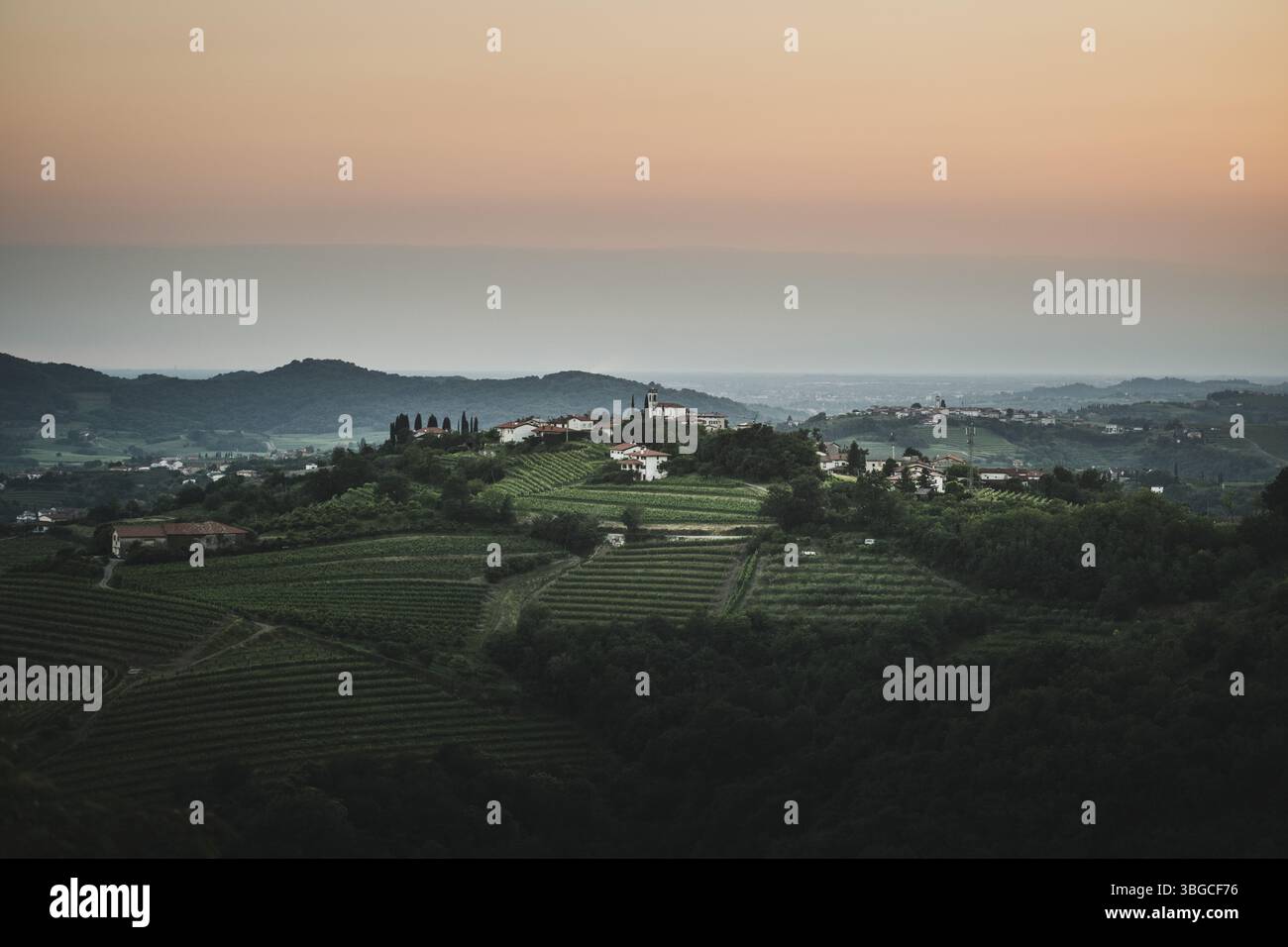 Die fruchtbaren Hügeln, Obstgärten und Weinbergen der Landschaft der Brda und des Vipava-Tals neben Nova Gorica und Gorizia, der grenzenlosen Kulturhauptstadt Europas 2025. 30.05.2025. // les collines fertiles, les vergers et les vignobles des paysages de la vallée de Brda et de Vipava, aux côtés de Nova Gorica et Gorizia, capitale européenne sans frontière de la culture 2025. 30.05.2025. - 20250530 PD20861 crédit : APA-PictureDesk/Alamy Live News Banque D'Images