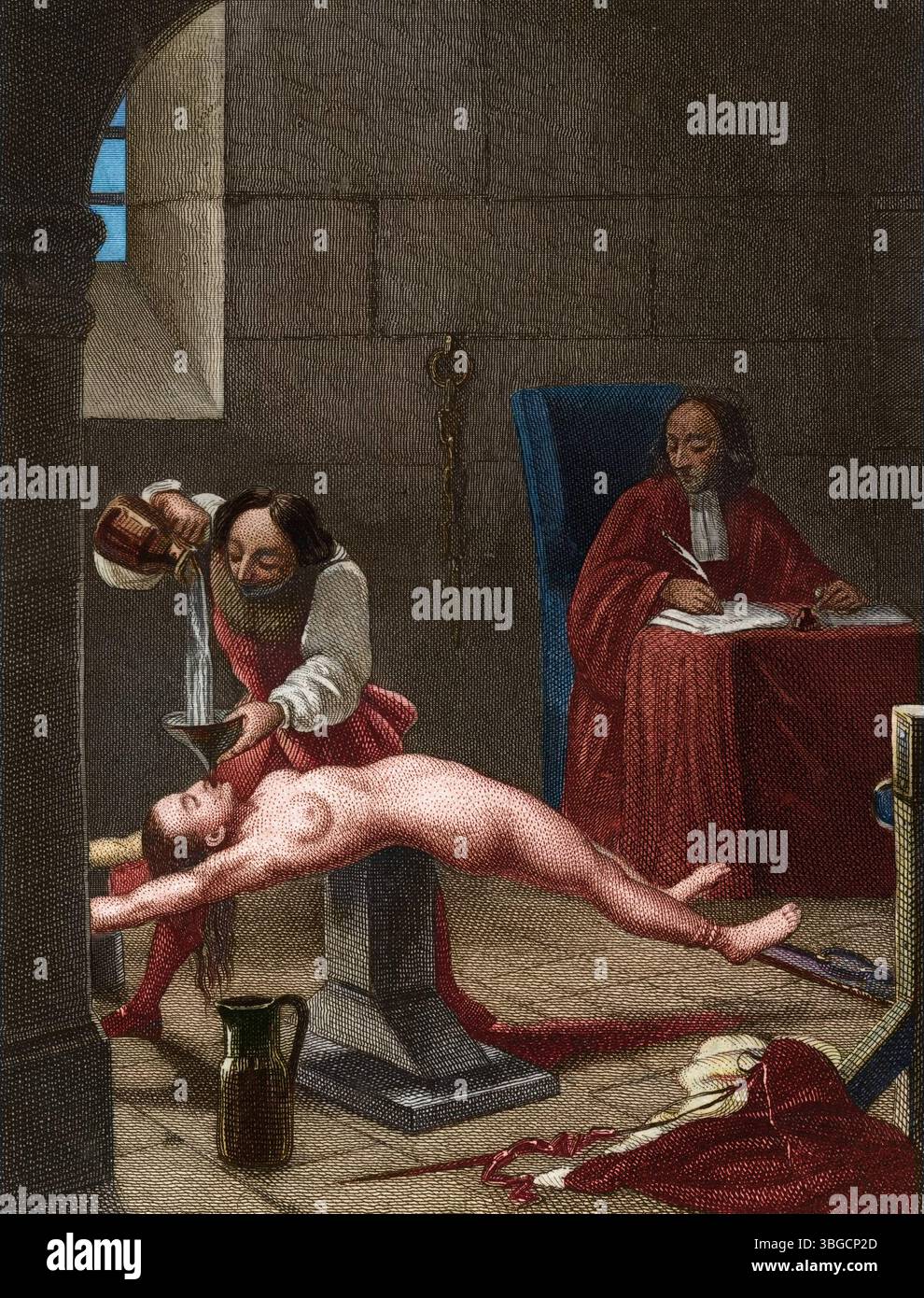 Cas des poisons : Madame de Brinvilliers (Marie Madeleine d'Aubray, marquise de Brinvilliers, 1630-1676) dans la salle des questions. Banque D'Images