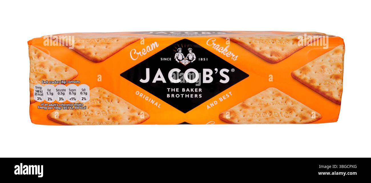 Crackers à la crème salés Jacobs pour fromage dans un paquet de 300g. Banque D'Images