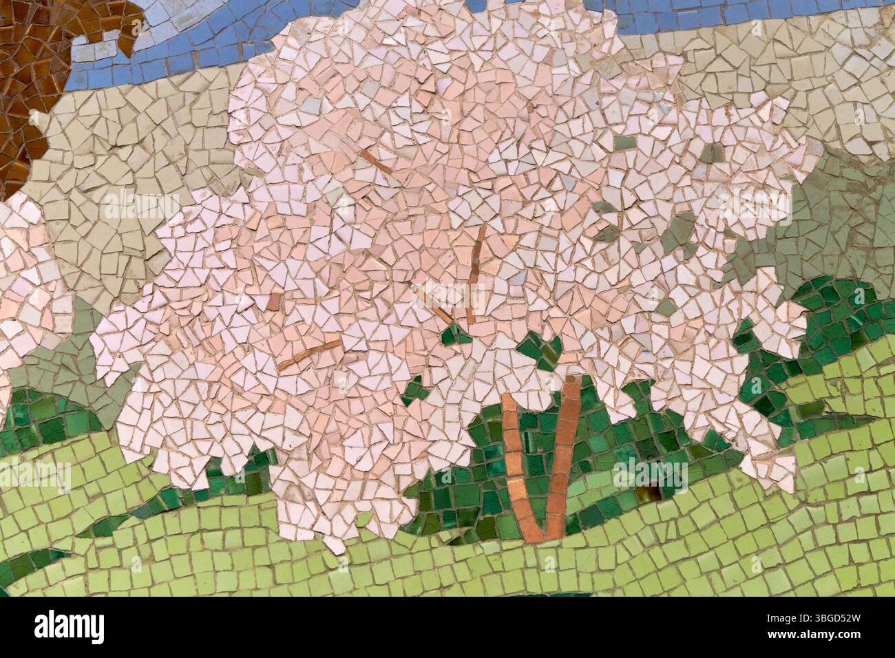 Mosaïques décoratives de Casa Lleó Morera, Barcelone, (gros plan), 1905-1906, mosaïque en céramique, Gaspar Homar (1870-1955), Josep Pey (Dibuix del plafó) (1875-1956), Antoni Serra (cap i Mans de porcellana) (1869-1932), Joan Carreras (Models en guix) (1860- ?), Museu Nacional D'Art de Catalunya, Barcelone, Espagne. Banque D'Images