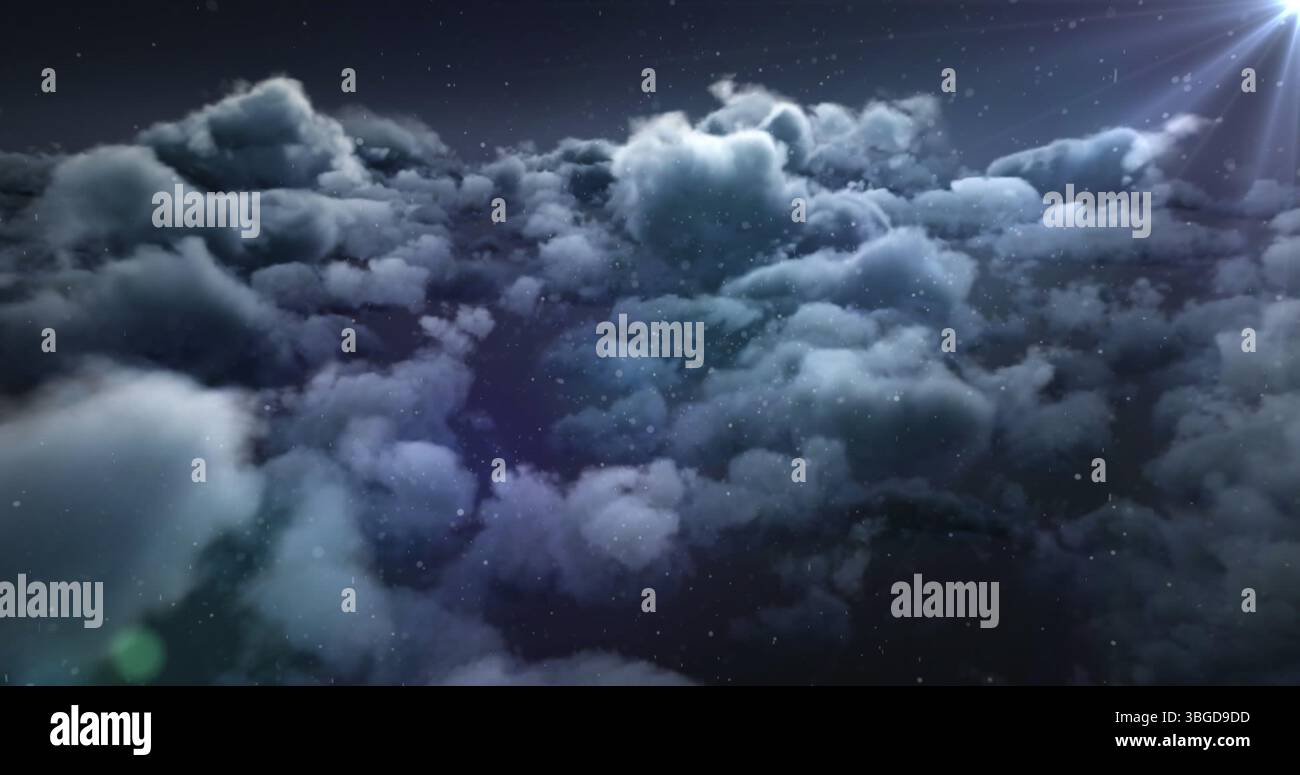 Image de nuages et de points se déplaçant au-dessus du ciel sombre Banque D'Images