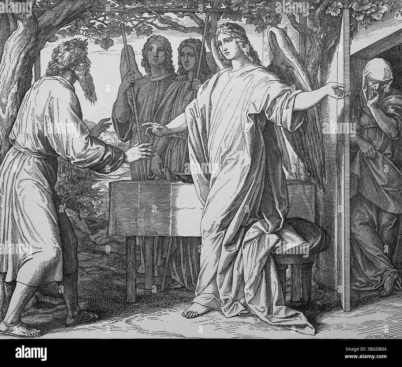 Ancien Testament. abraham reçoit la promesse de Dieu d'un fils. Genèse. Illustration par J. Schnorr von Carolsfeld. 'The Picture Bible', 1852-60. Banque D'Images