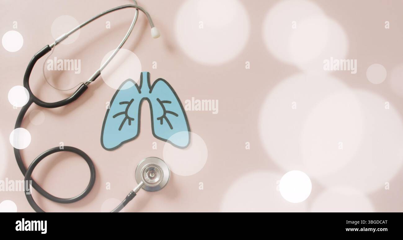 Image de taches au-dessus des poumons et stéthoscope Banque D'Images