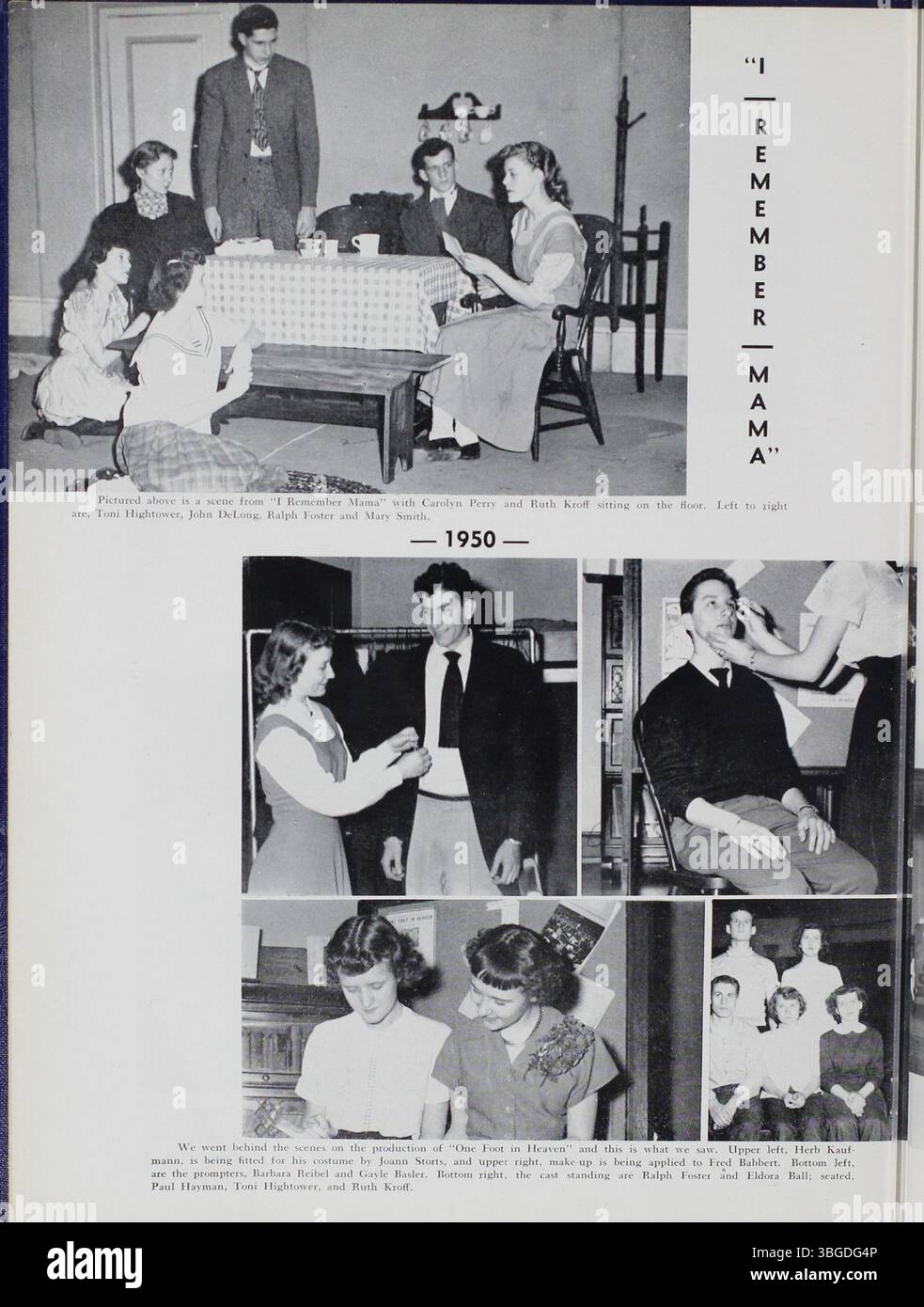 Le South High School Yearbook de 1950, intitulé The Lens, fournit un historique du South High School à Columbus, Ohio, depuis ses débuts à l'Ohio Avenue Elementary School jusqu'à son emplacement actuel au 1160 Ann Street. Il détaille les transitions entre les bâtiments, comme l’ouverture en 1924 de l’installation de la rue Ann et la fermeture en 2006 de l’édifice Barrett, qui a été nommé d’après C.S. Barrett, le premier directeur de l’école. Banque D'Images