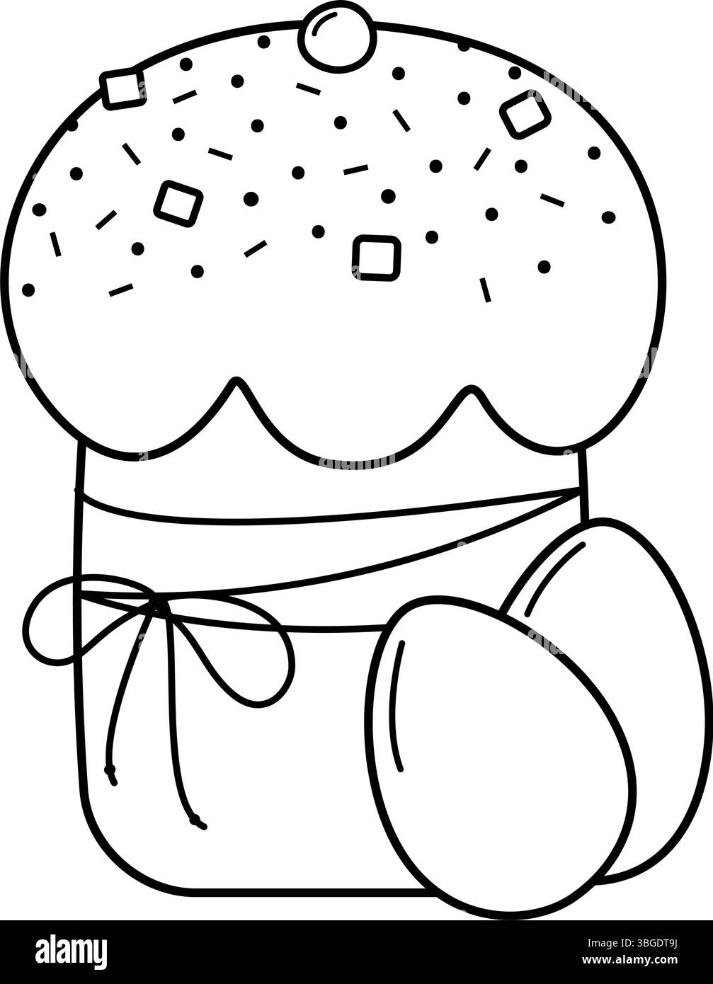 Contour pain de Pâques dessiné à la main saupoudrer décoré et œufs Pâques élément de coloration. Illustration vectorielle isolée cartes thématiques de Pâques coloriage pages, bannière promotionnelle, dépliants, prix Illustration de Vecteur