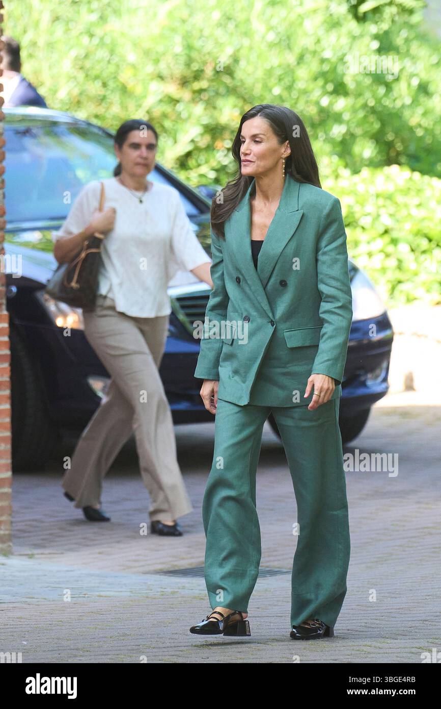 La reine Letizia d'Espagne, Mercedes Araujo Díaz de Teran, Secrétaire générale de la Maison Royale assiste à la réunion du Conseil d'administration de la Residencia de Estudiantes à la Residencia de Estudiantes le 5 juin 2025 à Madrid, Espagne. Banque D'Images