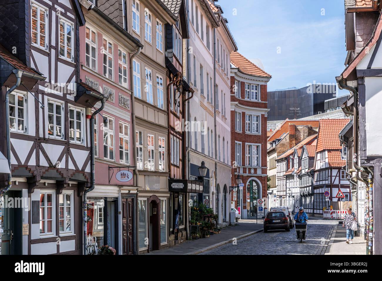 Maisons à colombages sur la rue Oelschlaegern dans le quartier Magni, Braunschweig (Brunswick), basse-Saxe, Allemagne. Fachwerkhaeuser an der Stras Banque D'Images