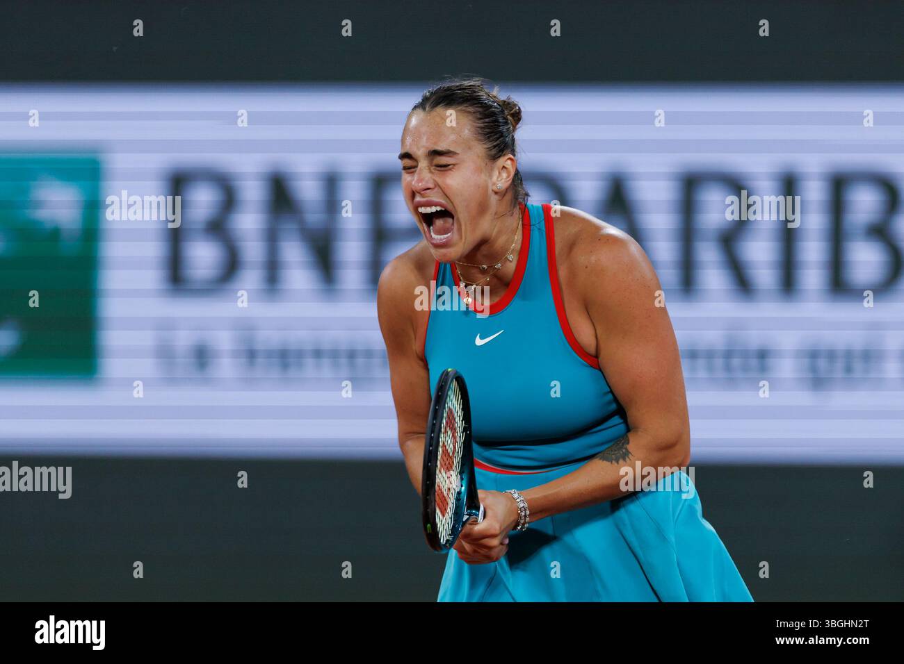 Paris, France. 05 juin 2025. Aryna Sabalenka lors du Roland Garros 2025. Crédit : Corleve/Alamy Live News Banque D'Images