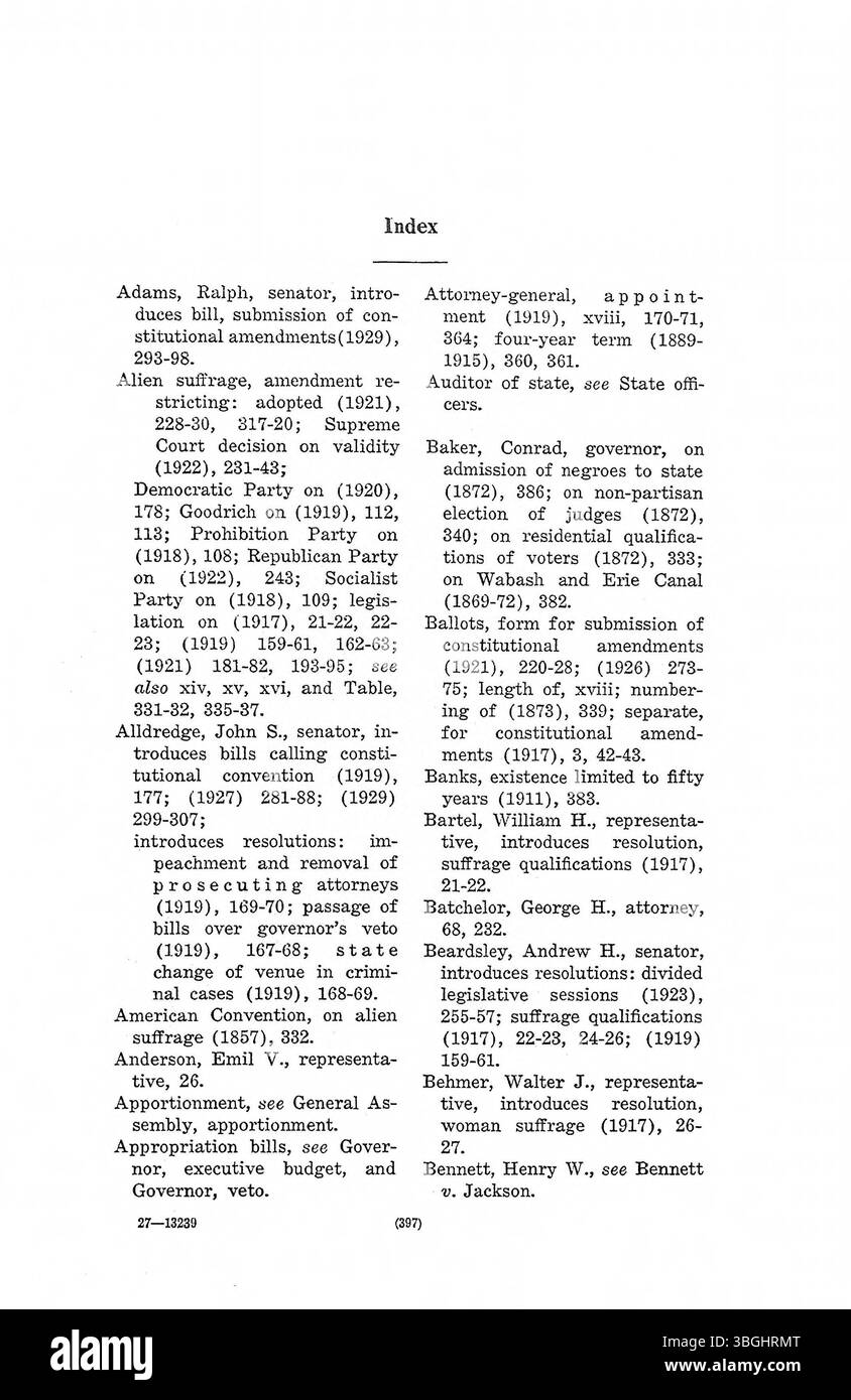 Cette page du volume 3 de *Constitution Making in Indiana* (1977) couvre les révisions finales apportées à la constitution de l'Indiana, offrant une perspective historique sur les négociations politiques et les décisions législatives menant à la ratification du nouveau document. Banque D'Images