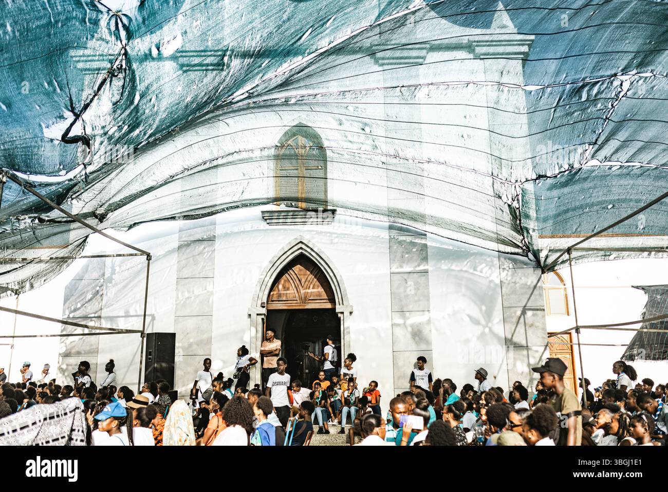 Église à Tarrafal, Cap-Vert, Afrique de l'Ouest Banque D'Images