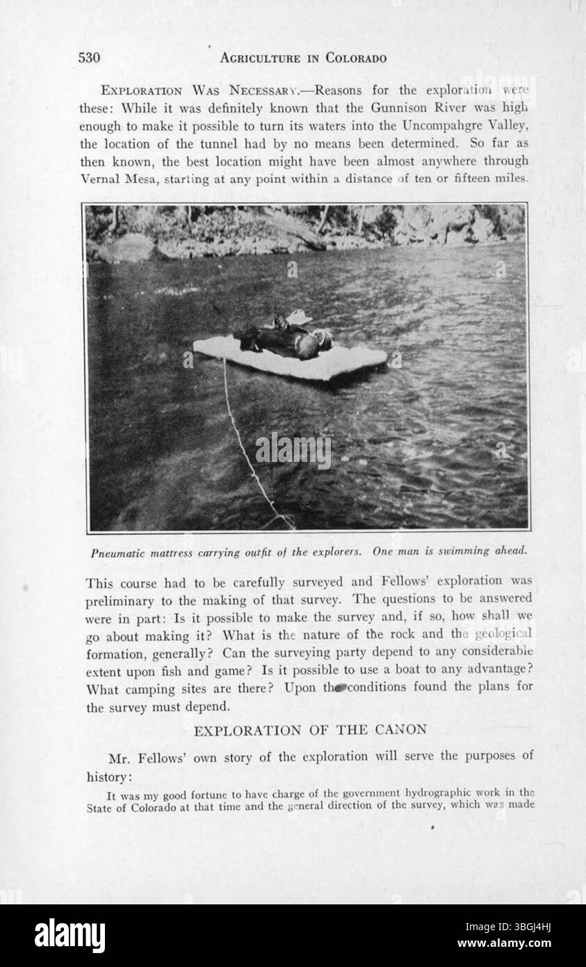 Cette section de l'histoire de l'agriculture au Colorado par D. W. Working examine les techniques agricoles et les innovations dans la région, mettant en évidence la transformation de l'agriculture au Colorado au fil du temps. Banque D'Images