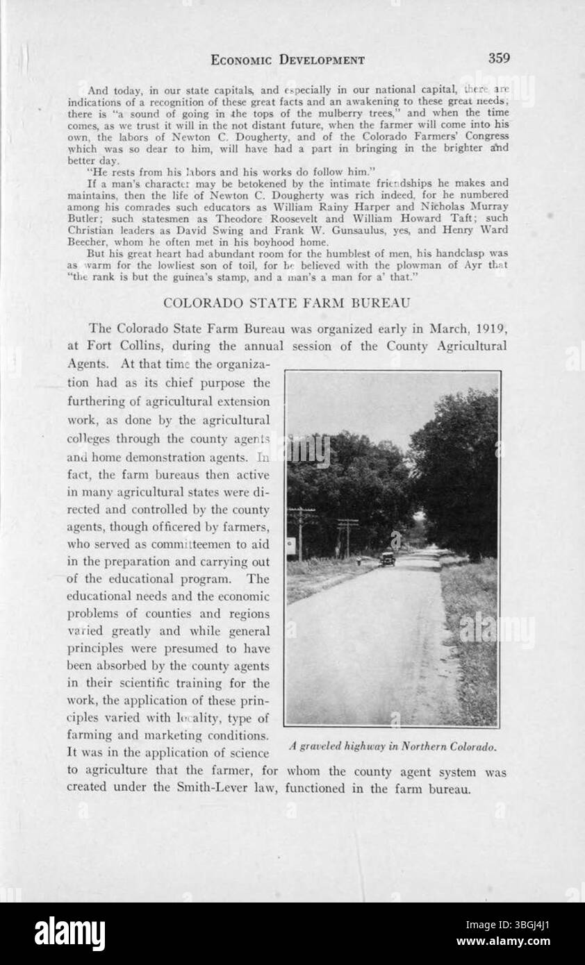 Page 358 de *History of Agriculture in Colorado* (1926) traite des implications sociales et économiques de la croissance agricole dans l’État et du rôle de l’agriculture dans la formation des communautés rurales du Colorado. Banque D'Images