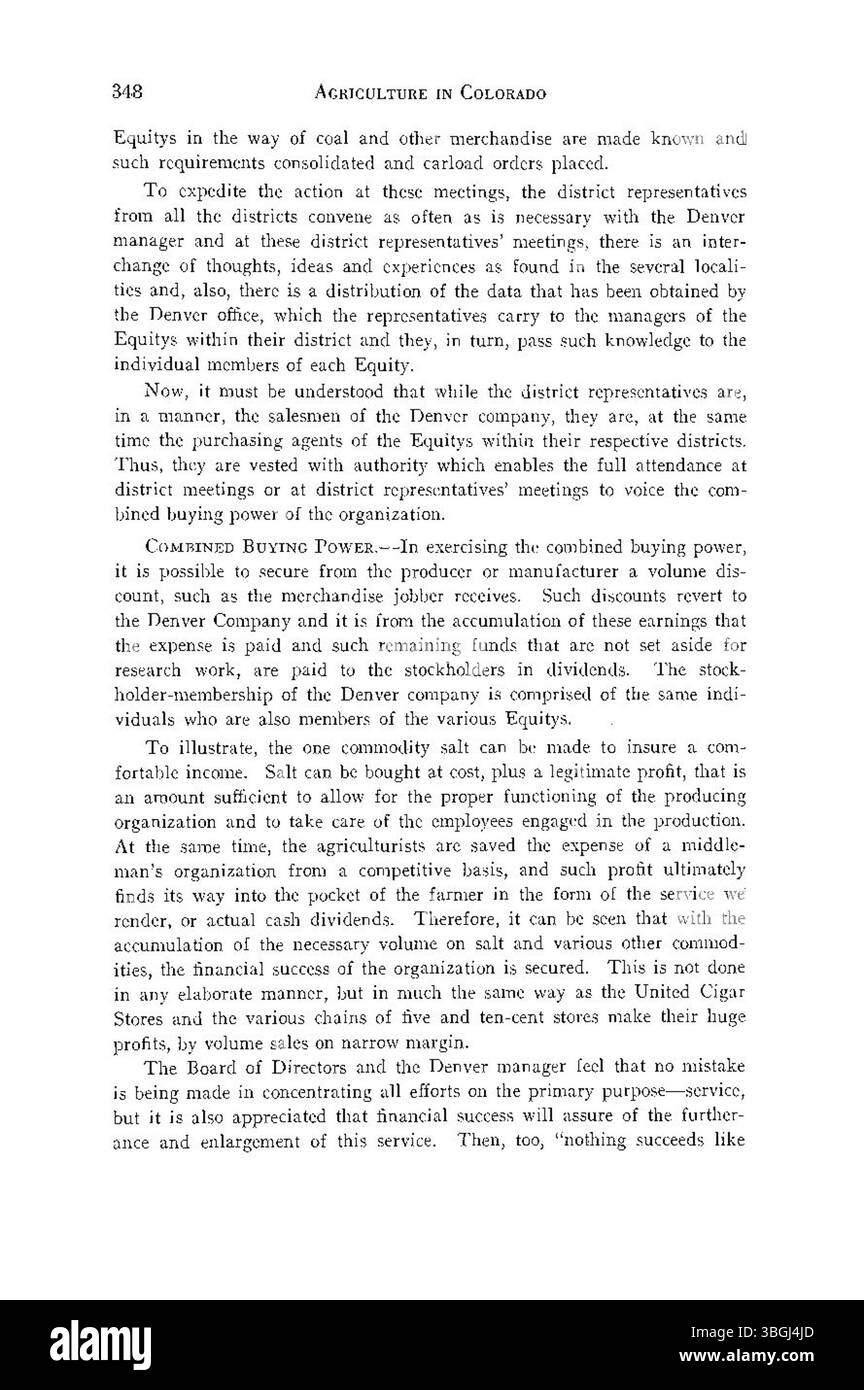 Page 347 de *History of Agriculture in Colorado* (1926) examine le rôle des techniques agricoles locales et régionales dans l'élaboration des pratiques agricoles dans tout le Colorado, en mettant l'accent sur les innovations en irrigation et en utilisation des terres. Banque D'Images