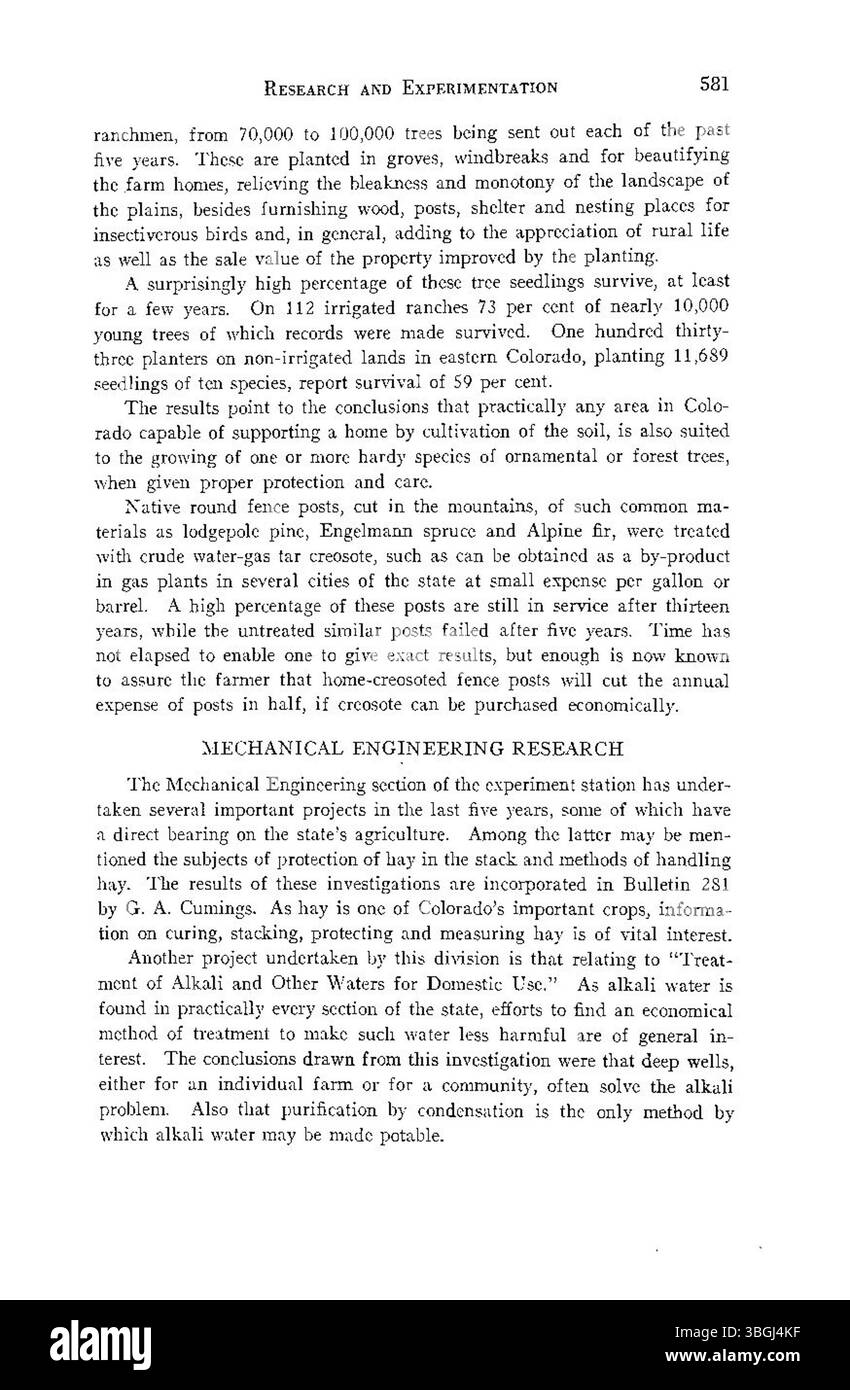 Cette section de « histoire de l'agriculture au Colorado » traite des progrès technologiques en agriculture et de leur influence sur la productivité agricole, en particulier au début du XXe siècle. Banque D'Images