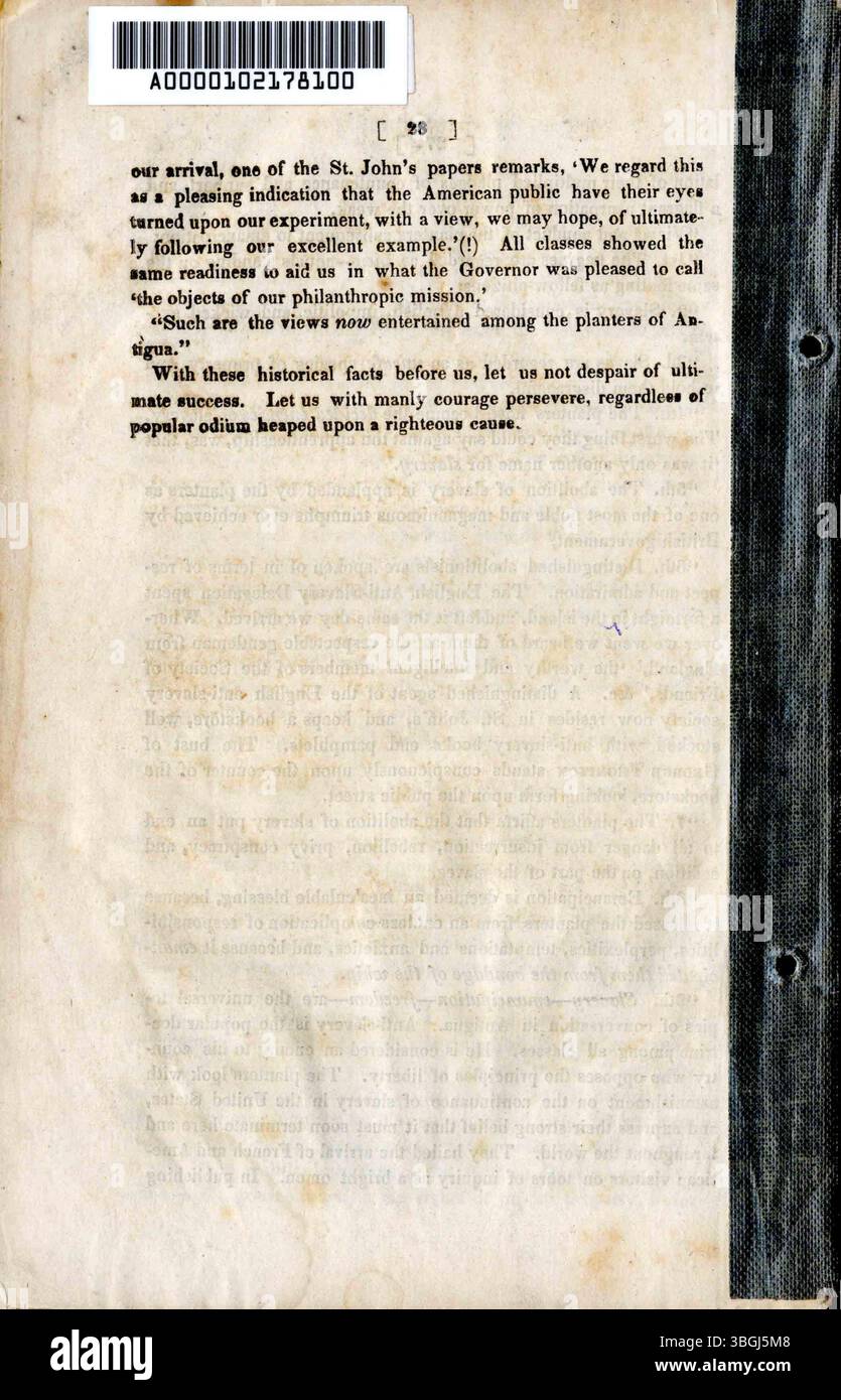 1838 actes de la convention de l'Indiana à Milton, comté de Wayne, détaillant la création d'une société d'État anti-esclavage et incluant des discours et des documents fondateurs. Banque D'Images