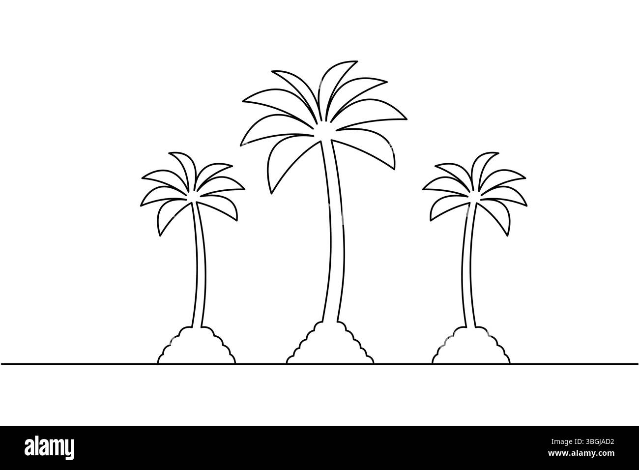 Palmier à une ligne dessinant le tyle minimaliste moderne Illustration de Vecteur