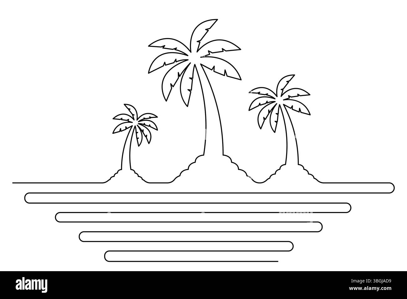 Palmier à une ligne dessinant le tyle minimaliste moderne Illustration de Vecteur