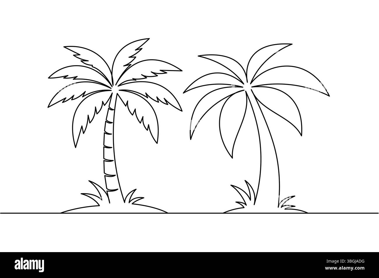 Palmier continu à une ligne d'art et illustration vectorielle de contour minimal Illustration de Vecteur