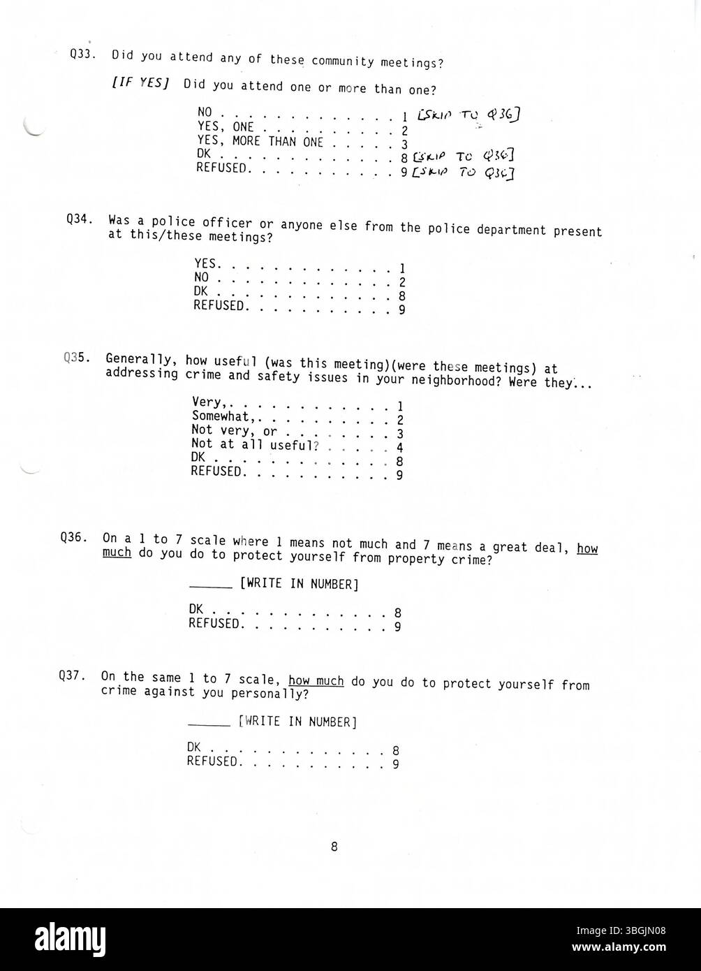 L'enquête sur la police communautaire de 1996 a évalué l'efficacité du programme de police communautaire de Columbus, lancé par le CRS. Le programme a allié l'application de la loi traditionnelle à des approches proactives en matière de prévention du crime. Financée par le bureau du procureur général des États-Unis, l'enquête visait à évaluer les perceptions des citoyens à l'égard de la police et de leur rôle dans la réduction de la criminalité. Banque D'Images