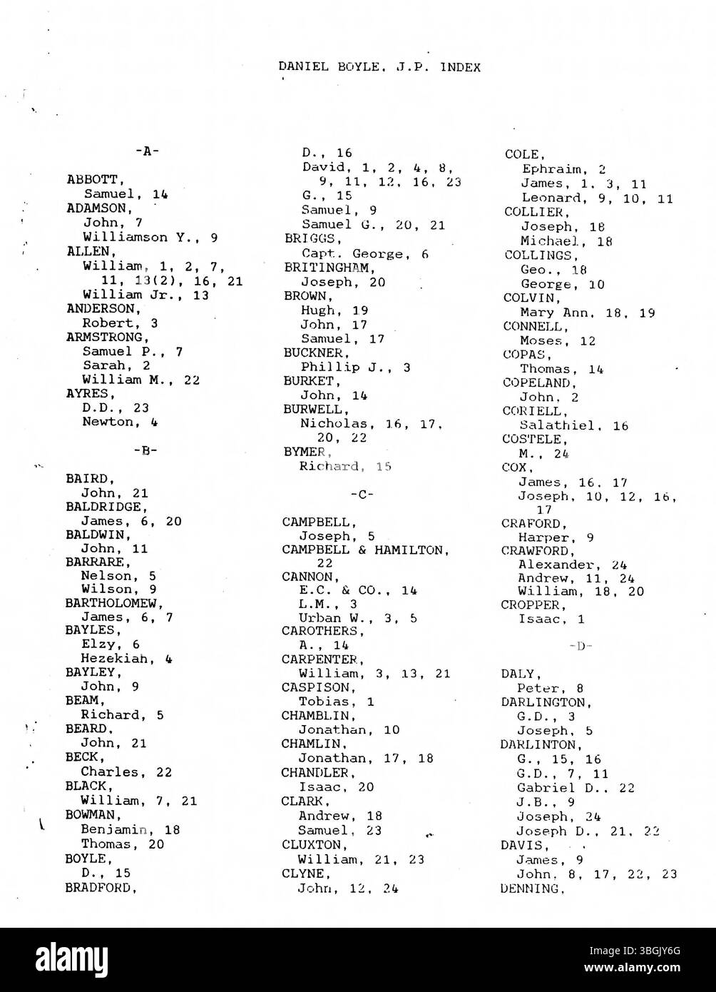 Ce résumé de journal contient des documents juridiques de Daniel Boyle, juge de paix dans le canton de Tiffin, comté d'Adams, Ohio, couvrant les années 1836-1837. Il fournit des informations précieuses sur les procédures judiciaires et la gouvernance des cantons. Banque D'Images