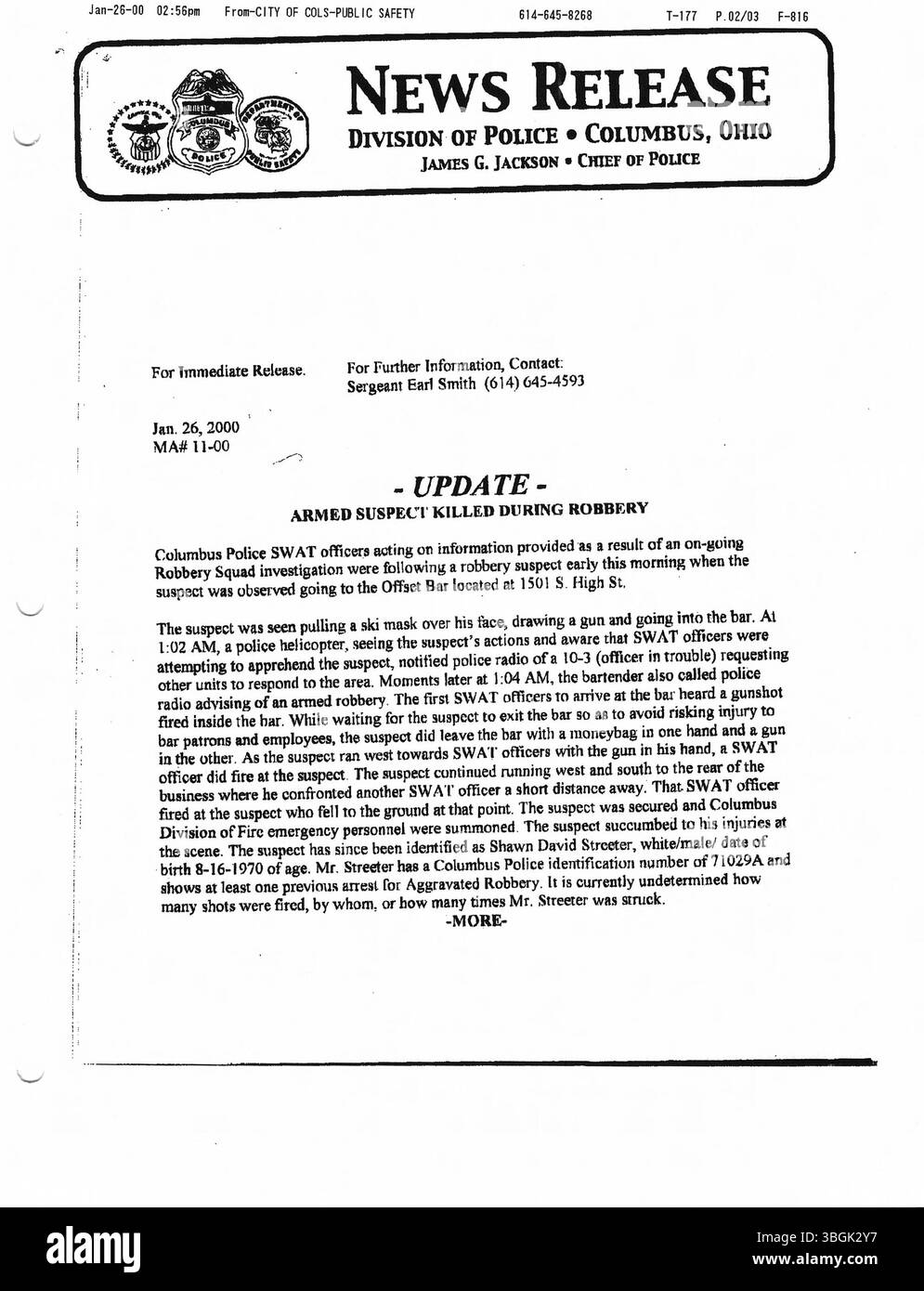 Cet ensemble de communiqués de presse de 2000 détaille les actions et les politiques du maire Michael Coleman, le premier maire afro-américain de Columbus, qui a servi quatre mandats et qui s'est concentré sur l'amélioration de l'administration municipale et la promotion de l'engagement communautaire. Banque D'Images