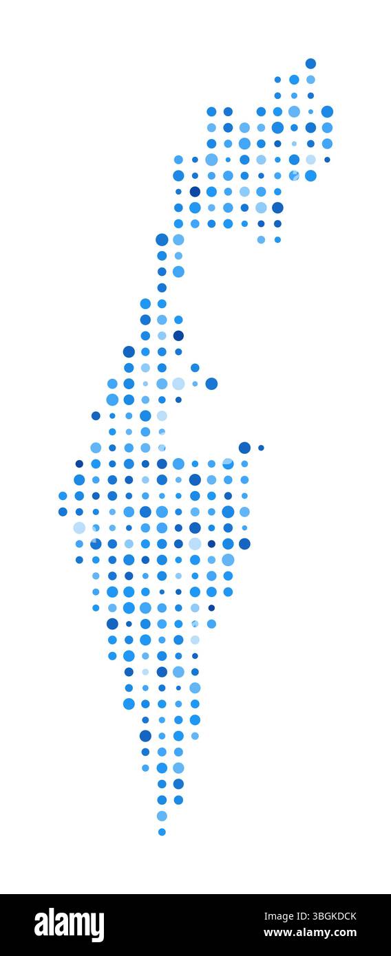 Carte Israël Dot. Forme de style numérique Country. Image vectorielle Israël. Pois circulaires bleus en forme de pays. Illustration vectorielle élégante. Illustration de Vecteur