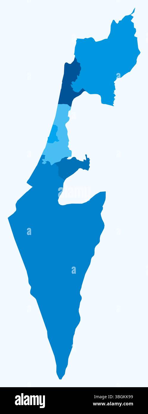 Carte d'Israël avec les régions. Juste une carte de frontière de pays simple avec division de région. Palette de couleurs bleu clair. Illustration de Vecteur
