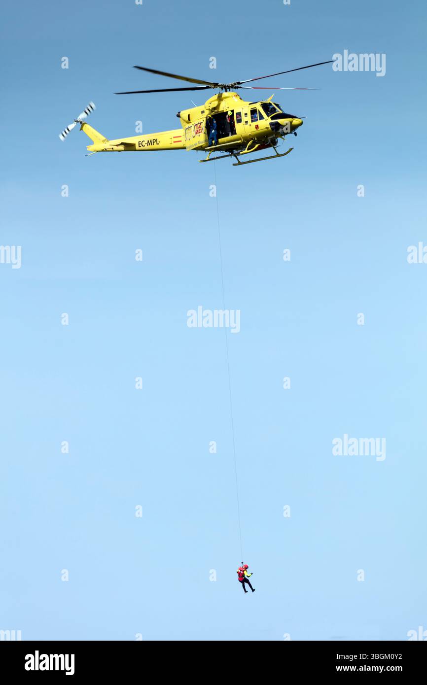 Festival Aereo San Javier, spectacle aérien, sauvetage, hélicoptère, exercice, Santiago de la Ribera, Mar Menor, région autonome de Murcie, Espagne, Banque D'Images