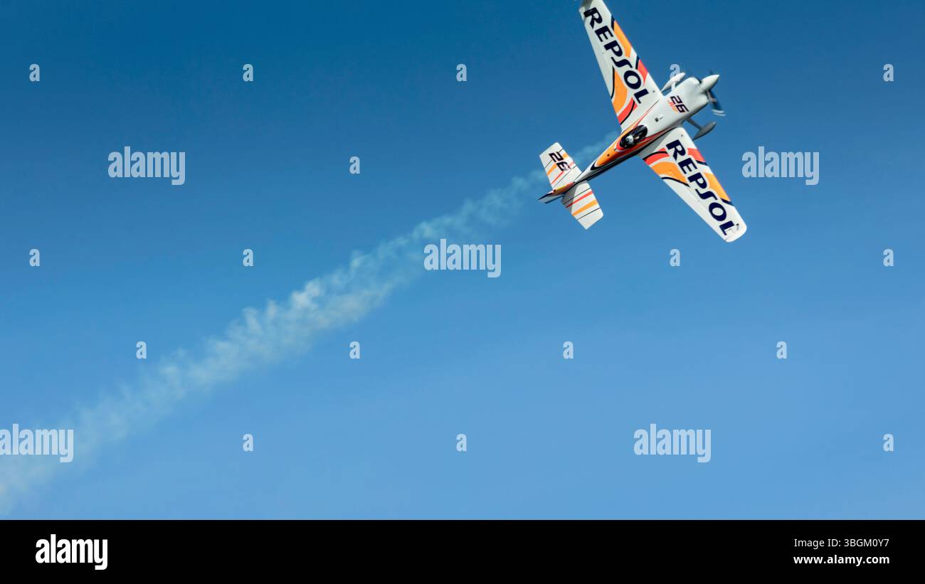 Festival Aereo San Javier, spectacle aérien, voltige, Hamilton, Repsol, Santiago de la Ribera, Mar Menor, région autonome de Murcie, Espagne, Banque D'Images