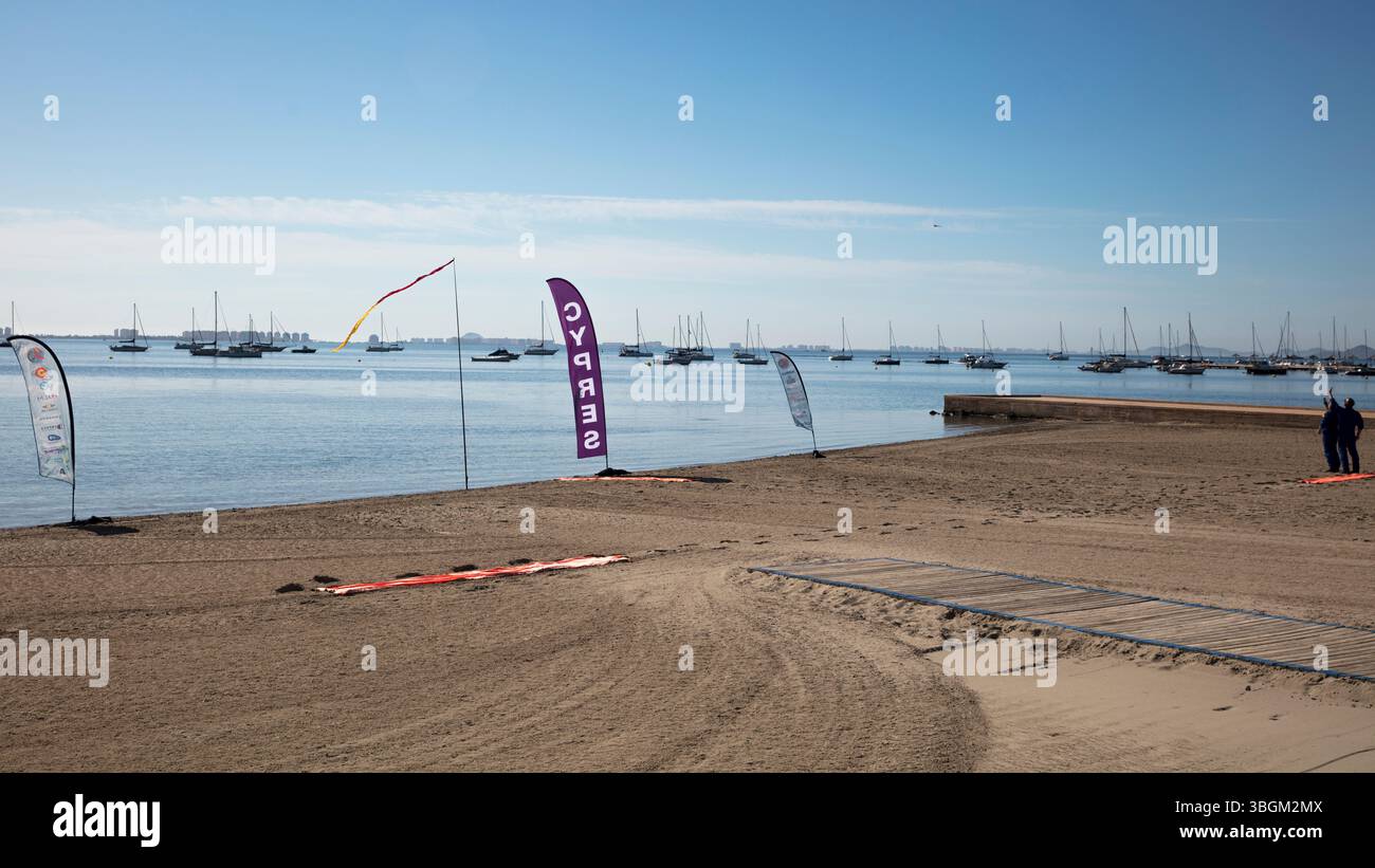 Festival Aereo San Javier, spectacle aérien, plage, piste d'atterrissage, Santiago de la Ribera, Mar Menor, région autonome de Murcie, Espagne, Banque D'Images