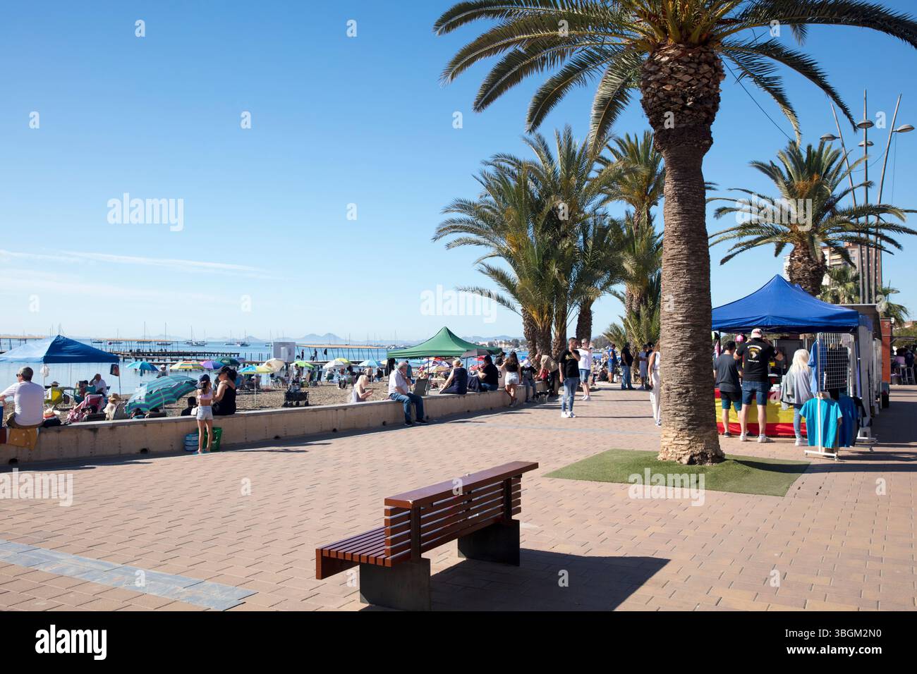 Festival Aereo San Javier, promenade, spectacle aérien, stands, Santiago de la Ribera, Mar Menor, région autonome de Murcie, Espagne, Banque D'Images