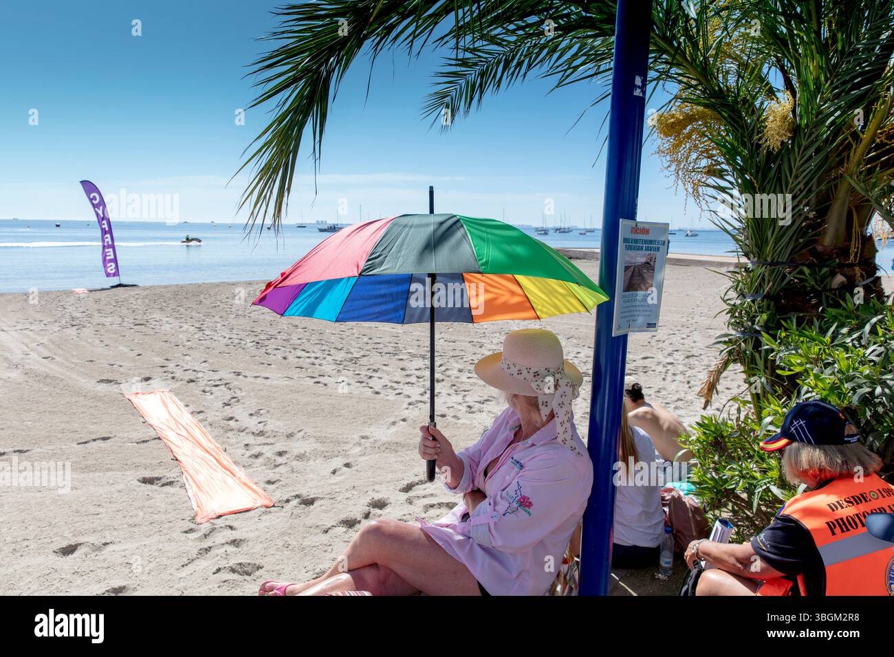 Festival Aereo San Javier, spectacle aérien, plage, spectateurs, Santiago de la Ribera, Mar Menor, région autonome de Murcie, Espagne, Banque D'Images