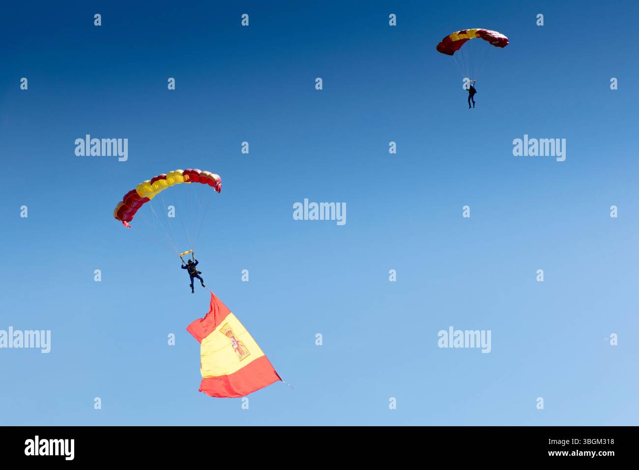 Festival Aereo San Javier, spectacle aérien, parachutistes, voltige, Santiago de la Ribera, Mar Menor, région autonome de Murcie, Espagne, Banque D'Images