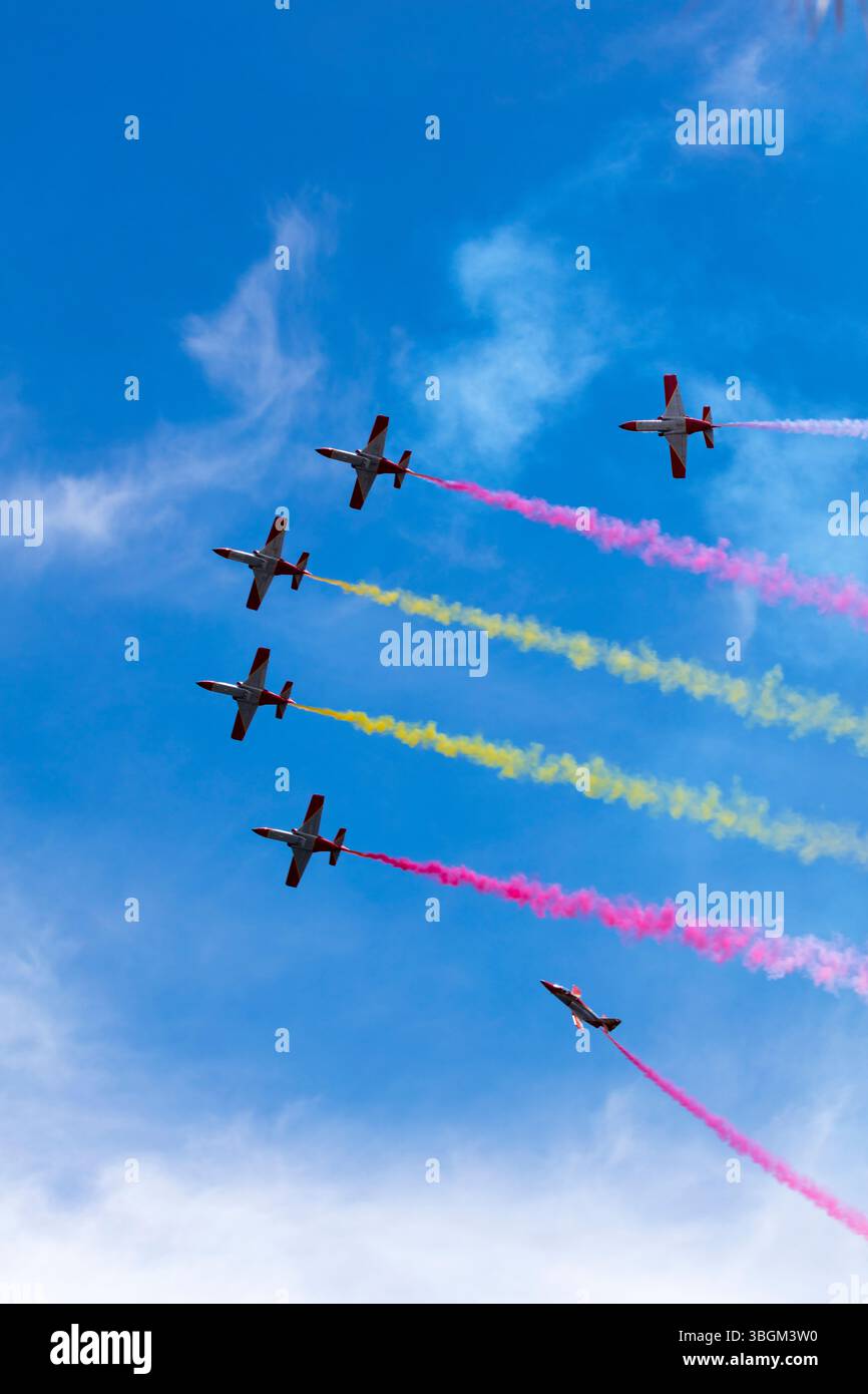 Festival Aereo San Javier, spectacle aérien, Patrulla Aguila, Santiago de la Ribera, Mar Menor, région autonome de Murcie, Espagne, Banque D'Images