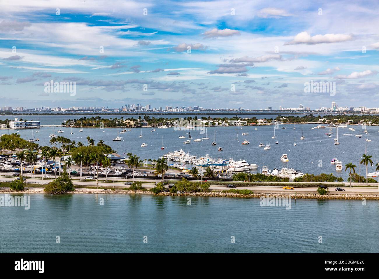Vue depuis le bateau de croisière sur Miami, San Marco Island, Miami, Miami-Dade County, Floride, États-Unis, Amérique du Nord Banque D'Images