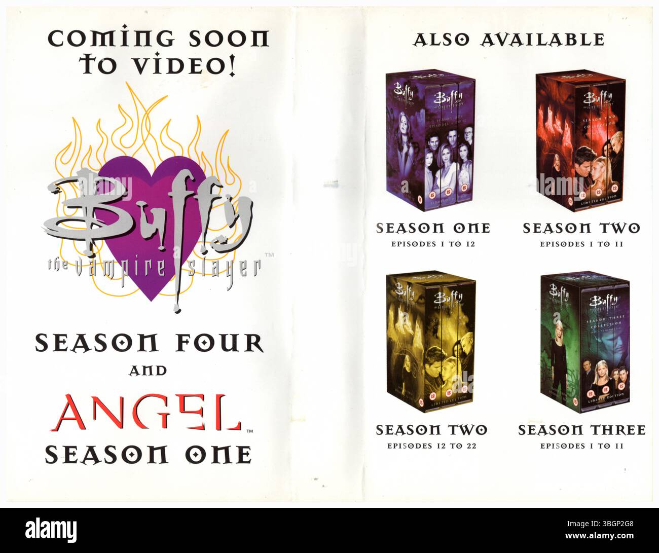 Promo VHS britannique 2000 pour Buffy the Vampire Slayer - saison 4 et Angel saison 1 Banque D'Images