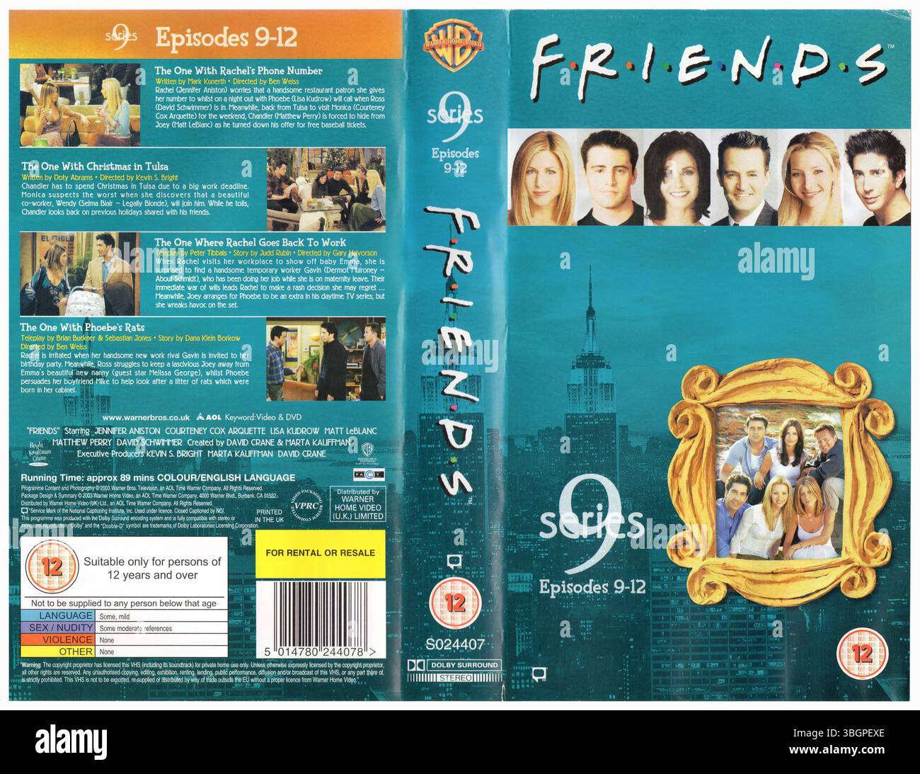 Amis : série 9, épisodes 9-12 VHS Cover (2003) (UK) par Warner Home Video (UK) Ltd Banque D'Images