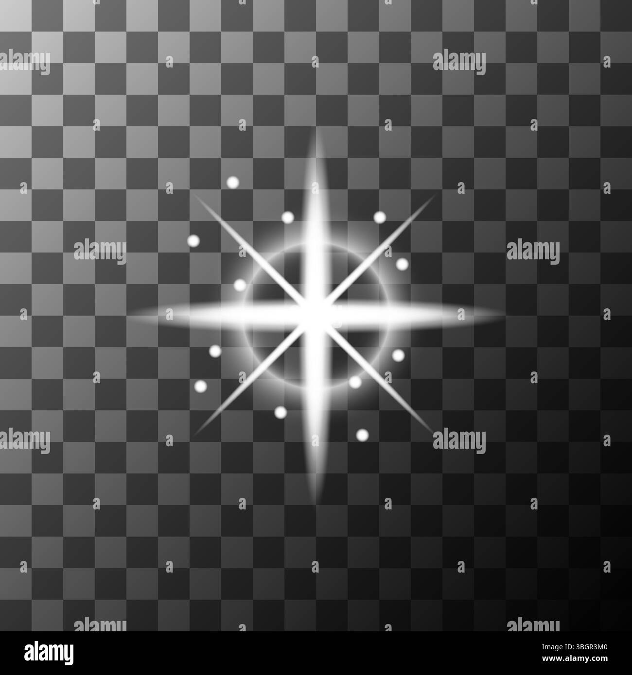 Fusée blanche scintillante. Lumière rayonnante. Effet étoile brillante. Illustration de rafale vectorielle. Illustration de Vecteur