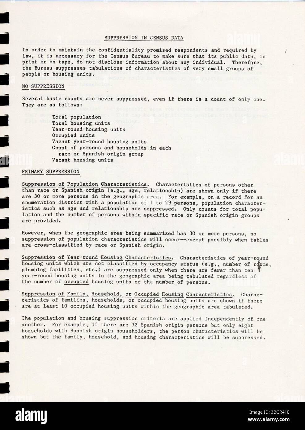 Les données du recensement de 1980 fournies par le fichier sommaire 3A comprennent des échantillons de données sur le logement et la population. Ces données sont gonflées pour représenter la population totale et comprennent diverses unités géographiques aux fins d'analyse statistique et d'estimation. Banque D'Images