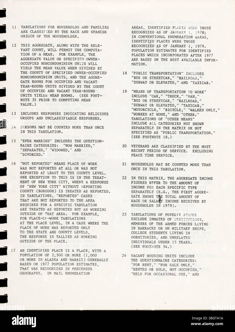 Cette section du fichier sommaire du recensement de 1980 3A contient des données d'échantillonnage sur la population et les logements, en mettant l'accent sur des régions géographiques comme les comtés et les secteurs de recensement. Il fournit un aperçu des données communautaires qui peuvent aider à l'analyse démographique et économique. Banque D'Images