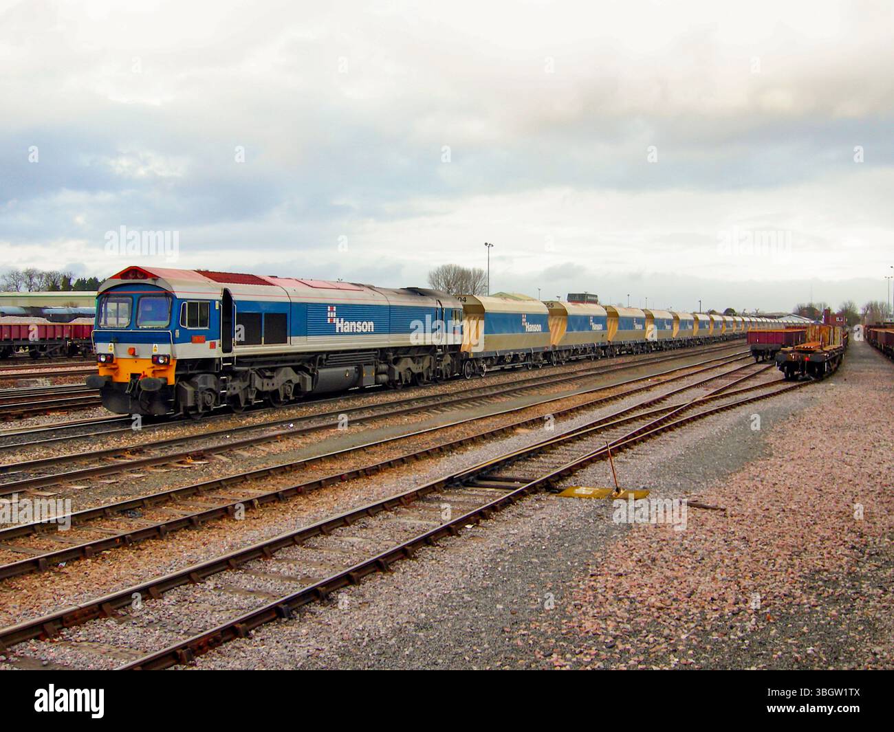 Locomotive de classe 59 sur un train d'agrégats à Westbury Banque D'Images