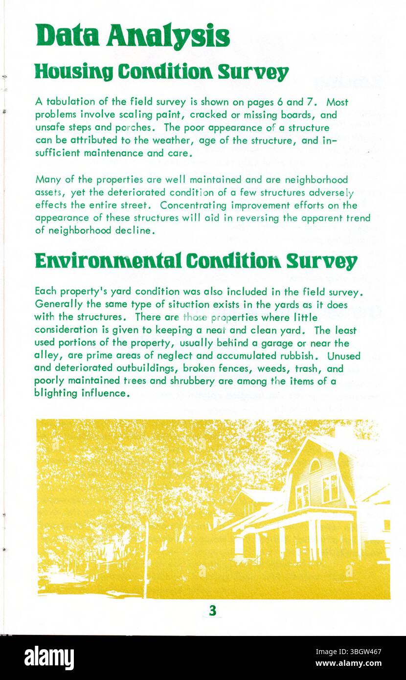 Le rapport de 1979 de West Lakeview analyse les problèmes locaux et formule des recommandations pour répondre aux besoins en infrastructures et aux besoins sociaux dans la région. Il fournit également un cadre pour d'autres quartiers à suivre pour l'amélioration. Banque D'Images