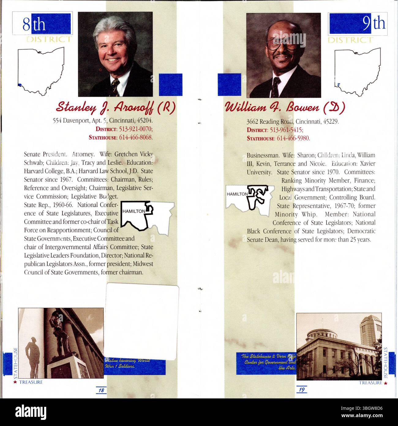 Le pamphlet de la 116e Assemblée générale du Sénat de l'Ohio, publié entre 1993 et 1994, donne un aperçu des opérations du Sénat de l'Ohio et énumère tous les sénateurs et leurs districts respectifs pour aider les citoyens à participer aux processus législatifs de l'État. Banque D'Images